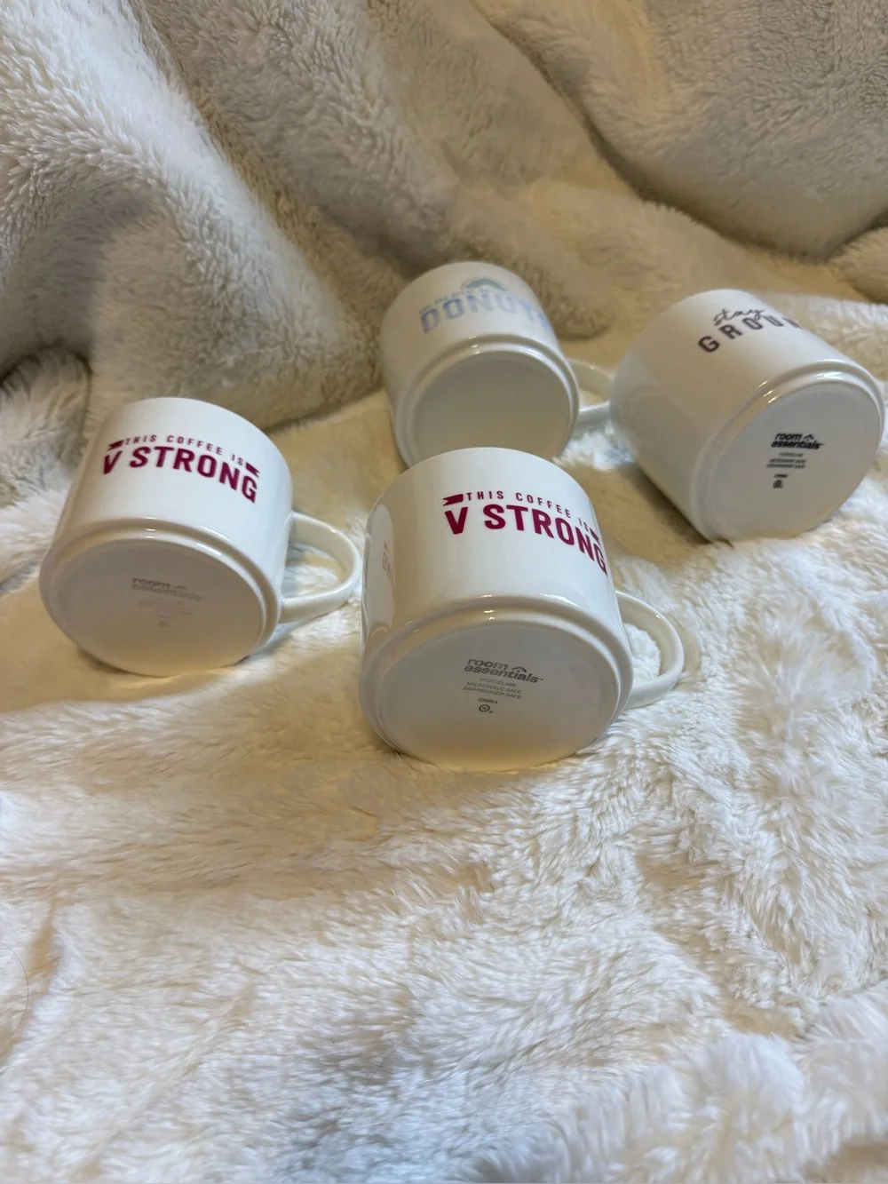 Target Room Essentials Novelty Mug Set of 4 V Strong Stay Grounded Porcelain